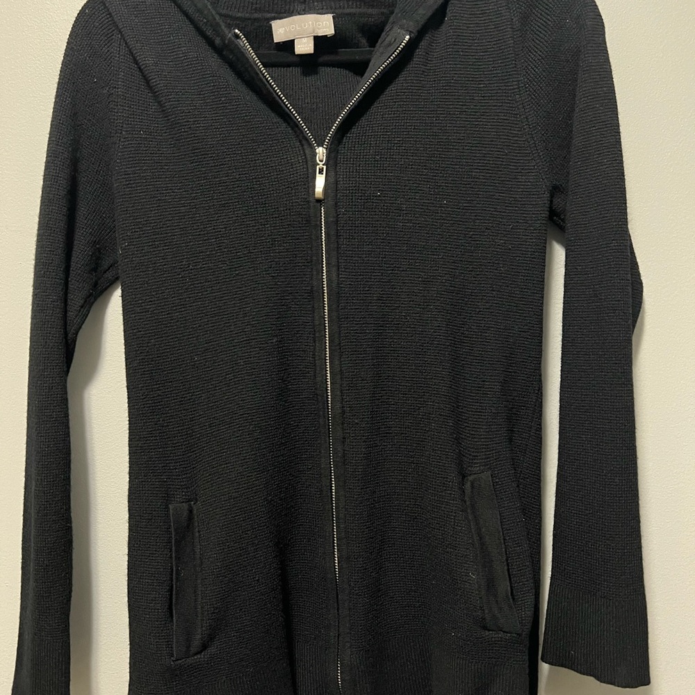 Eileen Fisher Black Knit Zippered Jacket